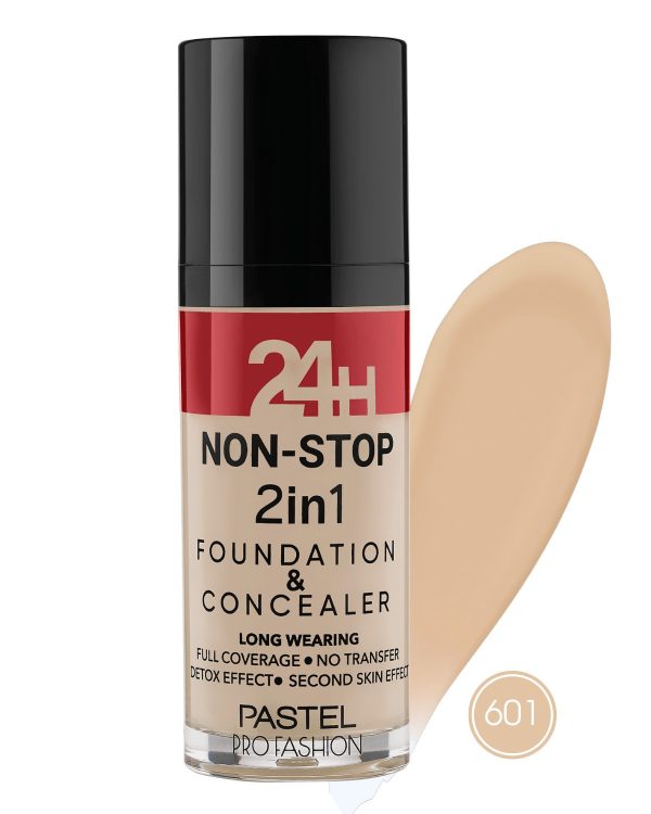 Pastel 24H Non-Stop 2in1 Foundation & Concealer 30ml No:601