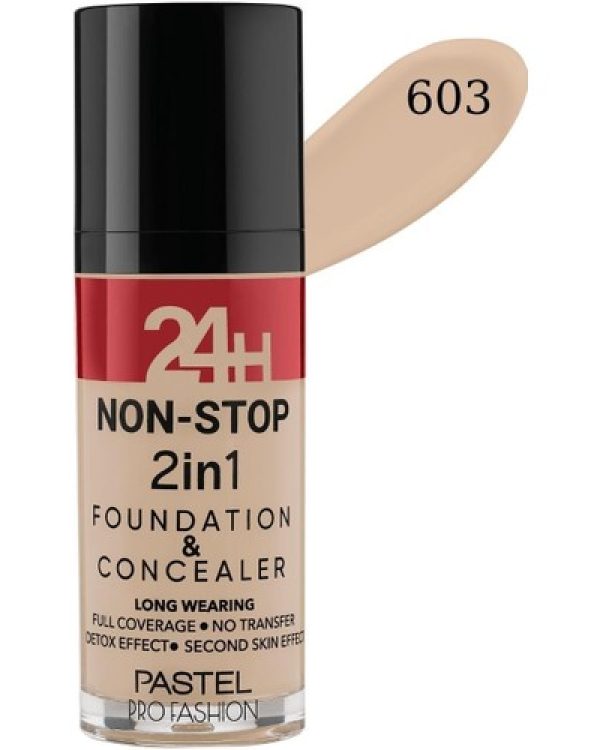 Pastel 24H Non-Stop 2in1 Foundation & Concealer 30ml No:603